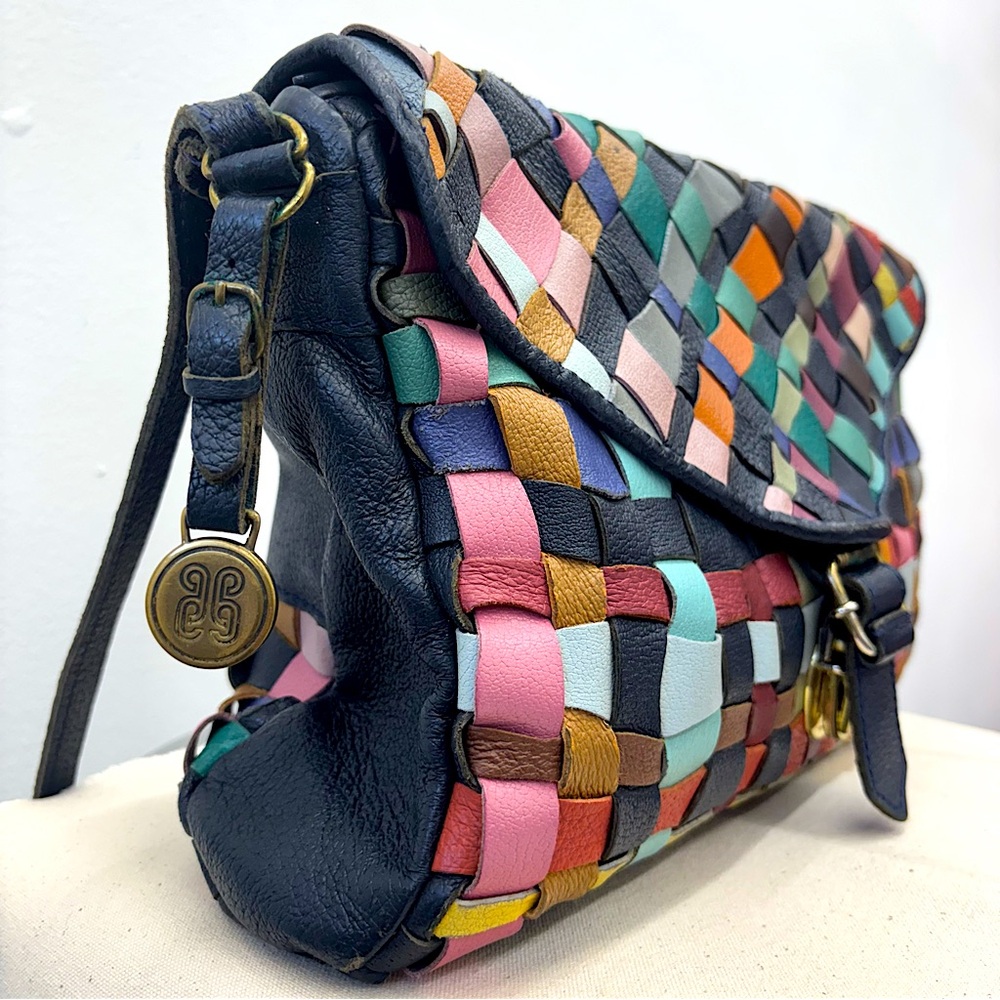 VINTAGE PIERO GUIDI Multicolor Woven Leather Purse Shoulder Bag - Picture 3 of 13